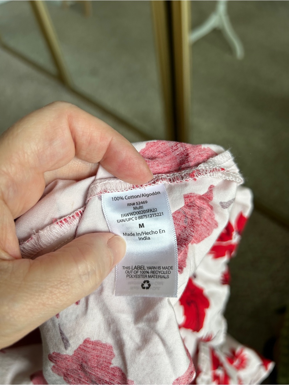 FREE ASSEMBLY Cotton Mini Shirt Dress Crossover Tie Detail Pink, Red Flowers | M - Picture 9 of 10